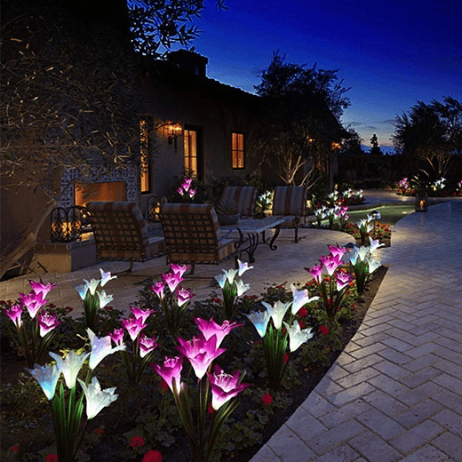 Artificial Lily Solar Garden Stake Lights (2 PACKS)