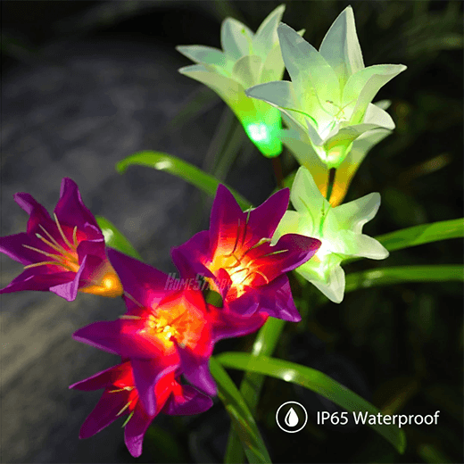 Artificial Lily Solar Garden Stake Lights (2 PACKS)